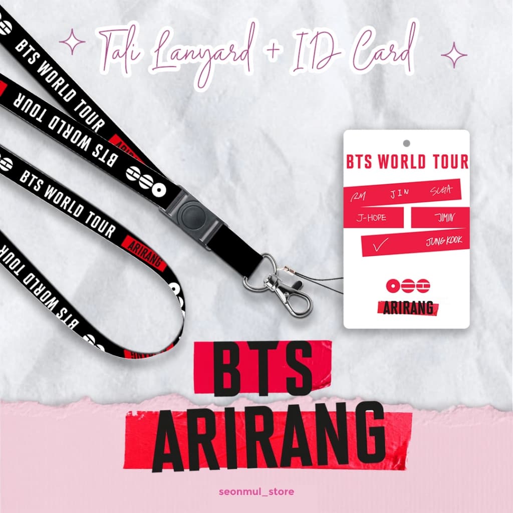 LANYARD + ID CARD BTS WORLD TOUR ARIRANG / LANYARD HP STRAP BTS BANGTAN SONYEEDAN ARIRANG CONCERT รูปที่ 1