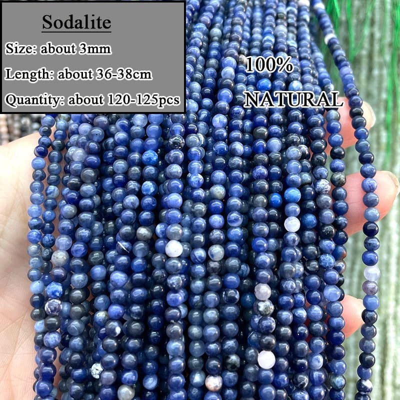 3 มม.หินธรรมชาติ Agate Labradorite Amethyst Tiger Eye Jasper Rose Quartz คริสตัล Loos Smooth รอบ Spacer ลูกปัดสําหรับเครื่องประดับทํา DIY สร้อยข้อมือ รูปที่ 5