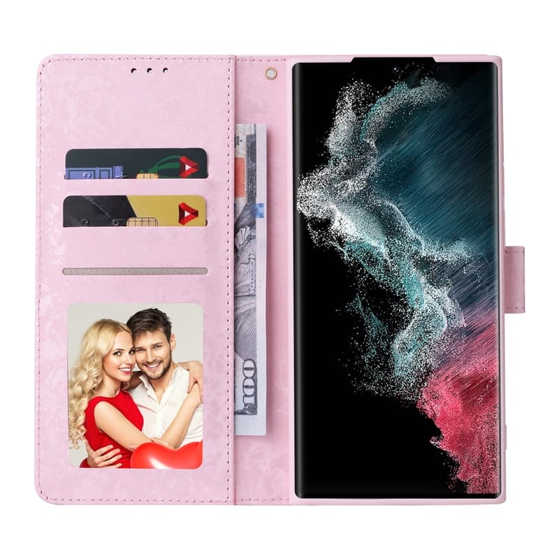 หรูหราสําหรับ Samsung Galaxy A34 A54 5G S23 Ultra S25 Edge A14 5G S23 Plus S21 FE 5G A14 4G ดอกไม้รูปแบบเนยกระเป๋าสตางค์ช่องใส่การ์ดหนัง Flip Stand Skin Cover Case รูปที่ 3