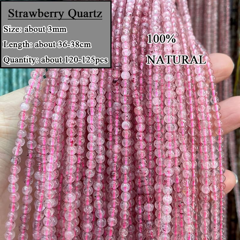 3 มม.หินธรรมชาติ Agate Labradorite Amethyst Tiger Eye Jasper Rose Quartz คริสตัล Loos Smooth รอบ Spacer ลูกปัดสําหรับเครื่องประดับทํา DIY สร้อยข้อมือ รูปที่ 8