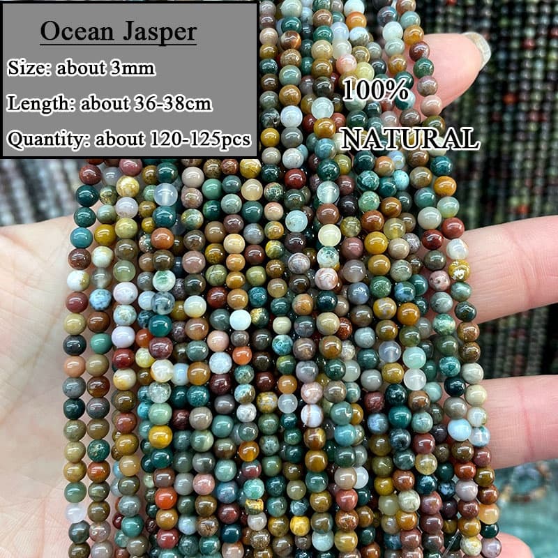 3 มม.หินธรรมชาติ Agate Labradorite Amethyst Tiger Eye Jasper Rose Quartz คริสตัล Loos Smooth รอบ Spacer ลูกปัดสําหรับเครื่องประดับทํา DIY สร้อยข้อมือ รูปที่ 4