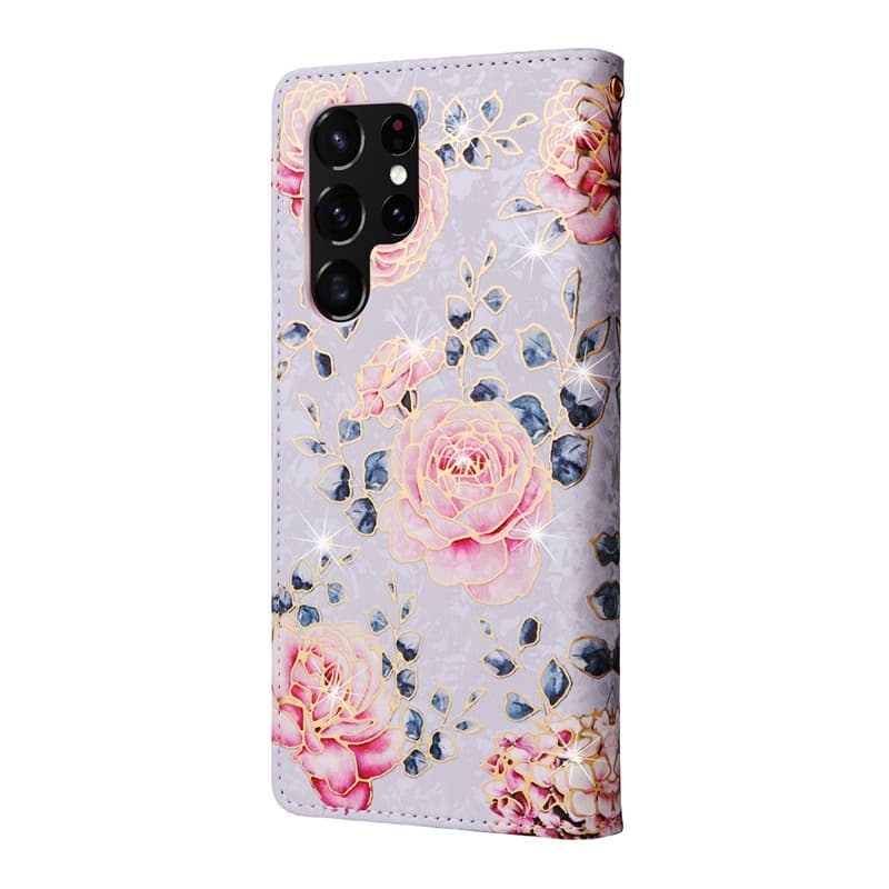 หรูหราสําหรับ Samsung Galaxy A34 A54 5G S23 Ultra S25 Edge A14 5G S23 Plus S21 FE 5G A14 4G ดอกไม้รูปแบบเนยกระเป๋าสตางค์ช่องใส่การ์ดหนัง Flip Stand Skin Cover Case รูปที่ 2