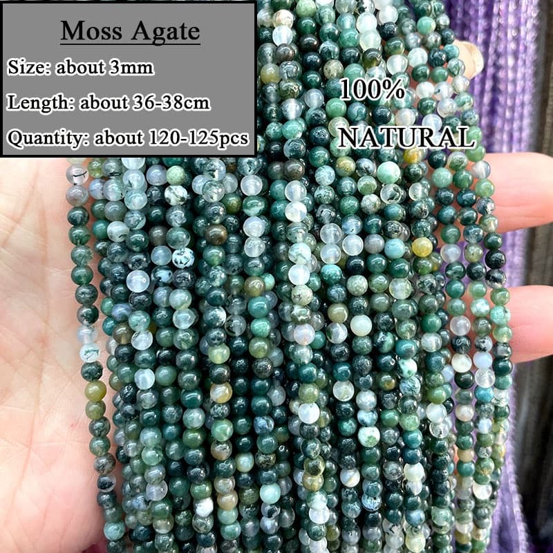 3 มม.หินธรรมชาติ Agate Labradorite Amethyst Tiger Eye Jasper Rose Quartz คริสตัล Loos Smooth รอบ Spacer ลูกปัดสําหรับเครื่องประดับทํา DIY สร้อยข้อมือ รูปที่ 3