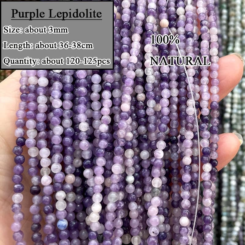 3 มม.หินธรรมชาติ Agate Labradorite Amethyst Tiger Eye Jasper Rose Quartz คริสตัล Loos Smooth รอบ Spacer ลูกปัดสําหรับเครื่องประดับทํา DIY สร้อยข้อมือ รูปที่ 7