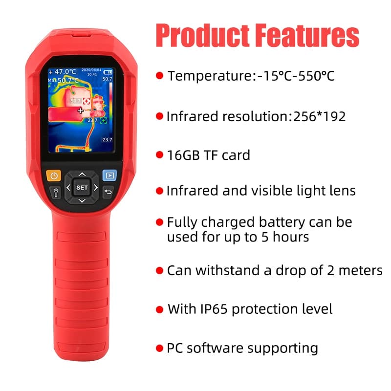 Uni-t UTi260B กล้องถ่ายภาพความร้อนอินฟราเรด 256×192 พิกเซล วัดอุณหภูมิ -15~550°C มีพอร์ต USB รูปที่ 2