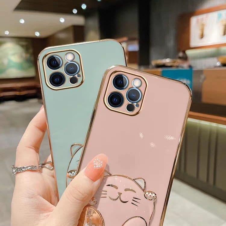เคสโทรศัพท์ iPhone 11 11 Pro 11 Pro Max 12 12 Pro 12 Pro Max 13 13 Pro 13 Pro Max 14 14 Plus 14 Pro 14 Pro Max เคสโทรศัพท์ Gong Xi Fa Cai เคสโทรศัพท์พร้อมที่วางแมวนำโชค รูปที่ 3