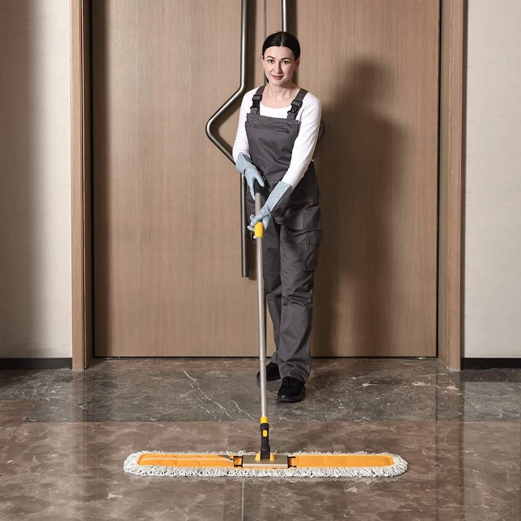 BOOMJOY Commercial อุตสาหกรรมไม้ถูพื้นผ้าฝ้ายฝุ่นไม้ถูพื้น59นิ้ว Telescopic Handle รวม2ไมโครไฟเบอร์โพลีเอสเตอร์แผ่นม๊อบถูพื้น รูปที่ 4