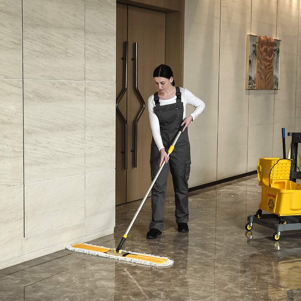 BOOMJOY Commercial อุตสาหกรรมไม้ถูพื้นผ้าฝ้ายฝุ่นไม้ถูพื้น59นิ้ว Telescopic Handle รวม2ไมโครไฟเบอร์โพลีเอสเตอร์แผ่นม๊อบถูพื้น รูปที่ 3