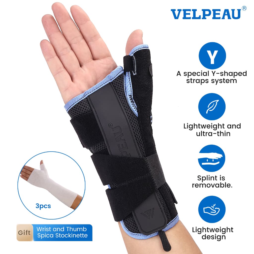 VELPEAU สายรัดข้อมือ Thumb Spica Splint Support สําหรับ Tenosynovitis ของ De Quervain, Carpal Tunnel Syndrorm, โคลงสําหรับโรคข้ออักเสบ, แพลง, กีฬาการบาดเจ็บบรรเทาอาการปวด รูปที่ 1