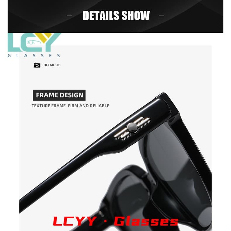 Lcyy แว่นตากันแดดสไตล์เกาหลี สีแดงสุทธิ สไตล์เดียวกัน สําหรับผู้ชายและผู้หญิง รูปที่ 7