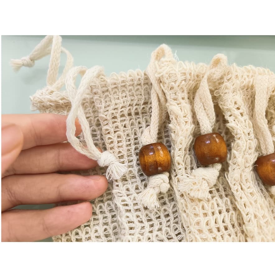 DIY ถุงตาข่าย สำหรับใส่สบู่ ถุงใส่สบู่ตีฟองธรรมชาติ กระเป๋าตาข่าย ถุงใส่สบู่อาบน้ำ 1 ชิ้น รูปที่ 5