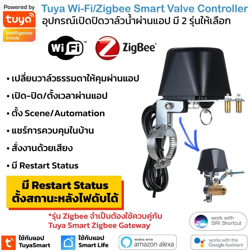 Tuya ตัวจับวาล์ว Wi-Fi/Zigbee สำหรับเปิดปิดก๊อกน้ำหรือแก็ส ตั้งเวลาและสั่งงานด้วยเสียงผ่านแอป รูปที่ 1