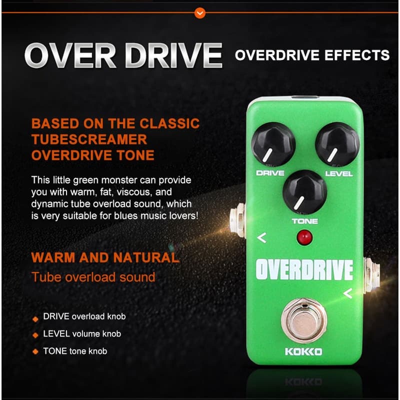 KOKKO FOD3 Overdrive เอ็ฟเฟ็กต์กีตาร์ไฟฟ้าเหยียบ โอเวอร์ไดรฟ์ 9V กีต้าร์มินิผลแป้นเหยียบกีตาร์อุปกรณ์เสริม MINI Effects รูปที่ 3