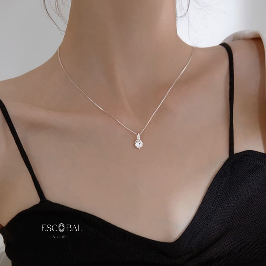 ESCOBAL สร้อยคอเงินแท้ Classy Key สร้อยเพชร สร้อยคอดีไซน์สวย ของขวัญให้แฟน วาเลนไทน์ รูปที่ 2