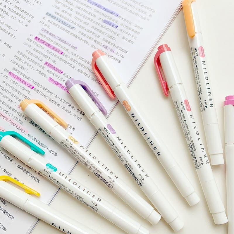 ปากกาไฮไลท์ แบบสองหัว ปลายนิ่ม สีมาการอง 25 สี เครื่องเขียน DIY รูปที่ 1