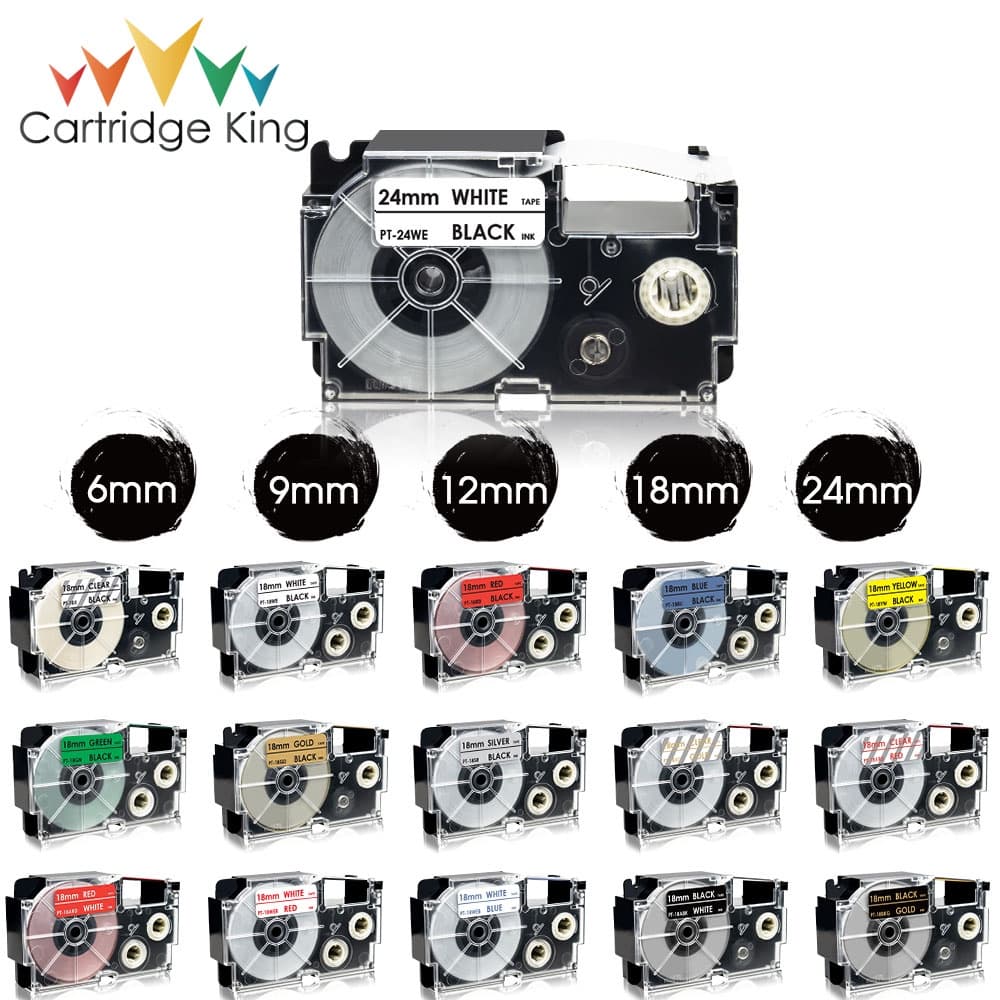 เทปฉลาก 6 9 12 18 24 มม. คละสี สําหรับ Casio XR-12WE XR-9WE XR-6WE XR-18WE XR-24WE XR12WE รูปที่ 1