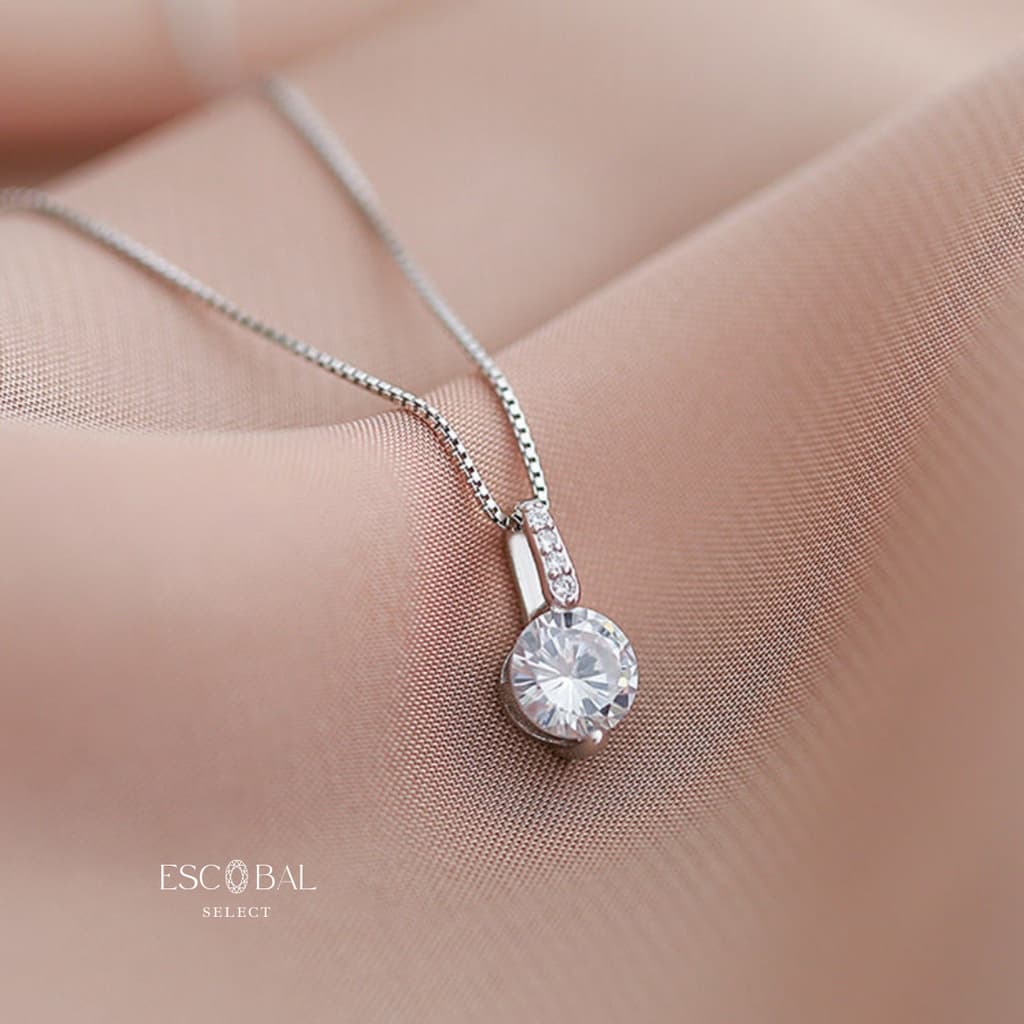 ESCOBAL สร้อยคอเงินแท้ Classy Key สร้อยเพชร สร้อยคอดีไซน์สวย ของขวัญให้แฟน วาเลนไทน์ รูปที่ 8