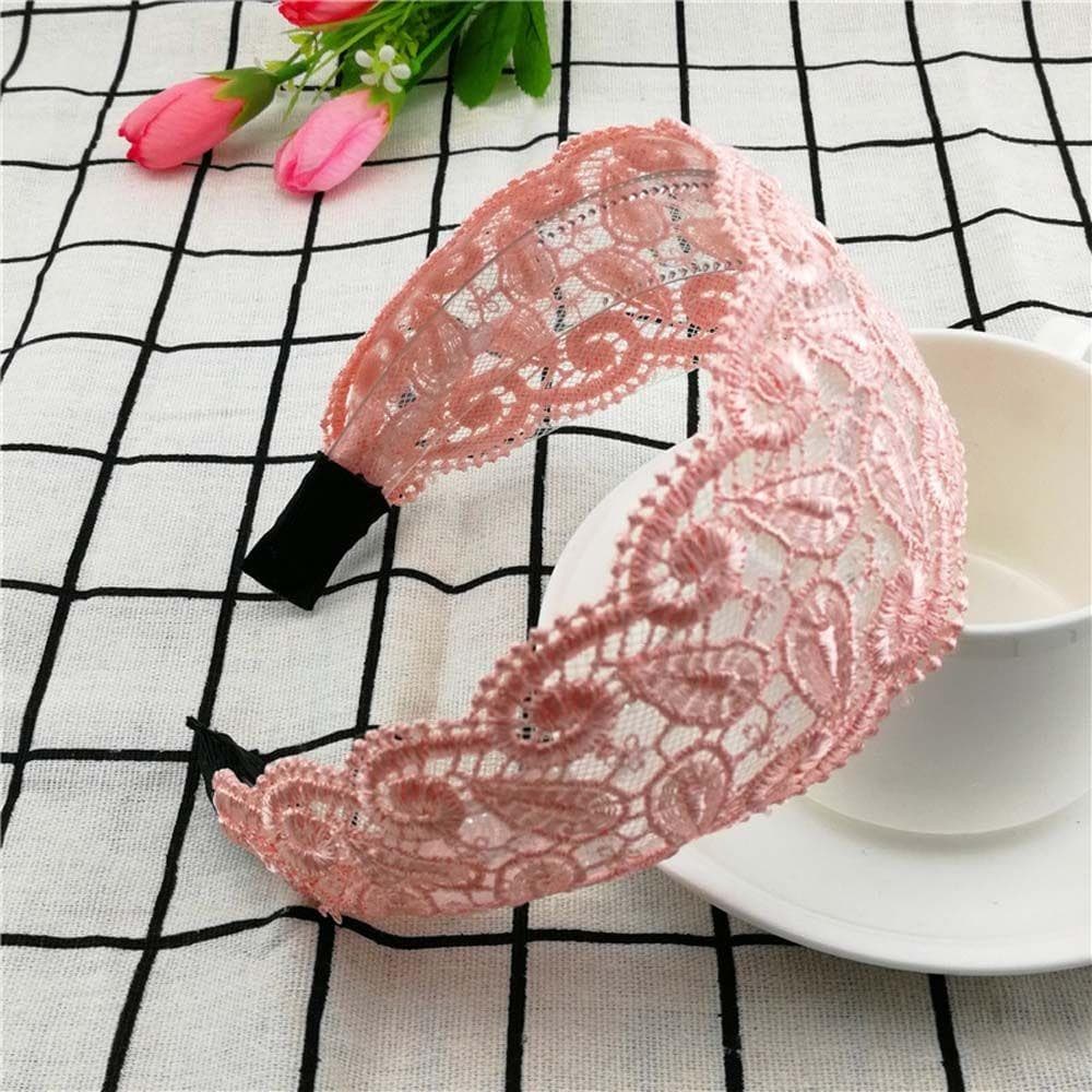 BROA ผู้หญิงผม Hoop อินเทรนด์ Elegant ดอกไม้กว้างด้านข้าง Hollow Non Slip Lace Hairbands รูปที่ 6