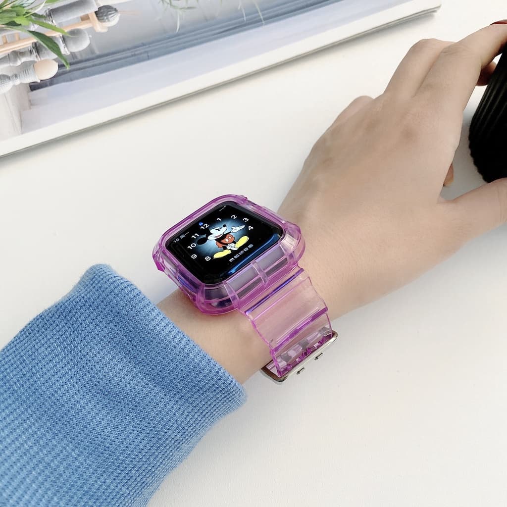 iWatch 1110 9 8 7 6 SE 5 4 3 2 1 ultra 49mm สายและเคส ขนาด38mm40mm42mm44mm41mm45mm46mm สายนาฬิกาข้อมือ ซิลิโคนนิ่ม แบบใส รูปที่ 7