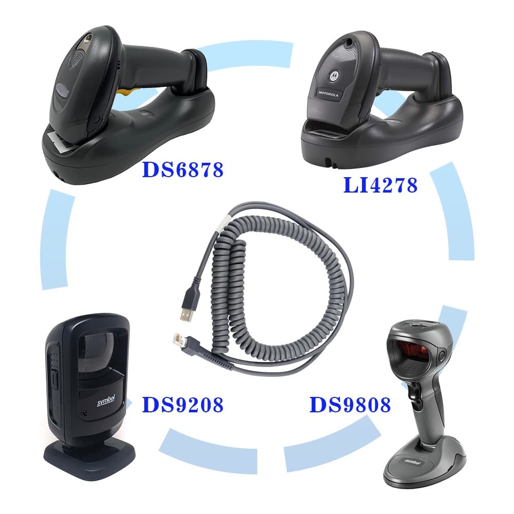 เครื่องอ่านบาร์โค้ด เครื่องสแกนบาร์โค้ด USB 5M RJ45 เป็นสาย USB ทนทาน สําหรับเครื่องสแกนบาร์โค้ด Zebra Symbol Motorola 2208 Series รูปที่ 6