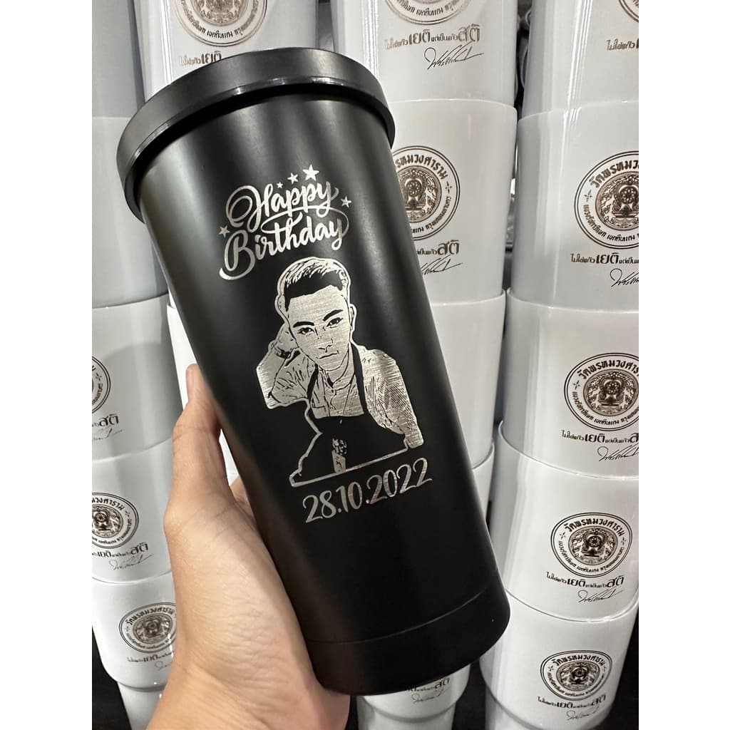 แก้วเก็บอุณหภูมิ ทรงสตาบัค 20oz สลักฟรี ออกแบบเองได้ ราคานี้รวมเลเซอร์เรียบร้อยจ้า รูปที่ 1