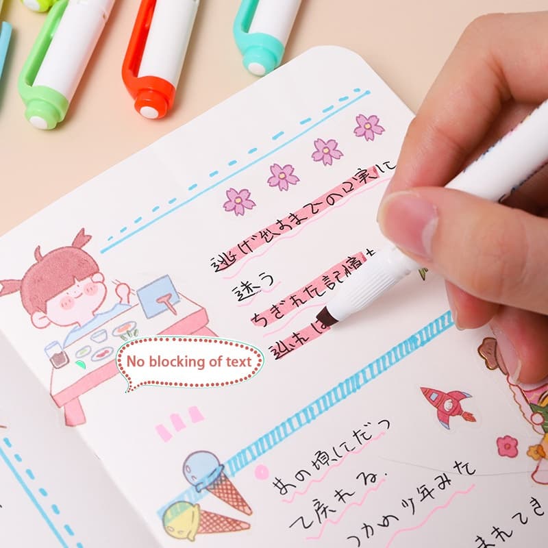 ปากกาไฮไลท์ แบบสองหัว ปลายนิ่ม สีมาการอง 25 สี เครื่องเขียน DIY รูปที่ 6