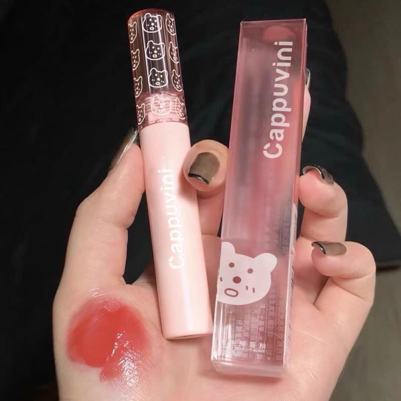 L-14Cappuvini ลิปหมี ลิปกลอส เกลี่ยง่าย เนื้อกํามะหยี่ สีนู้ด สีสด กันน้ํา สีชมพู ติดทนนาน สไตล์เกาหลี รูปที่ 7