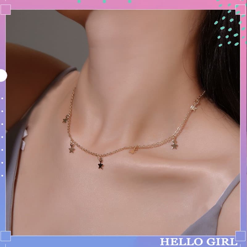 A HELLO GIRL สร้อยคอแฟชั่น จี้ดาว สีทอง สําหรับผู้หญิง สุภาพสตรี เด็กผู้หญิง เครื่องประดับสวัสดี รูปที่ 2
