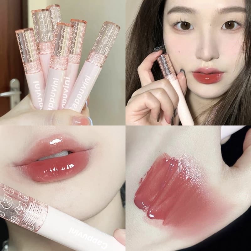 L-14Cappuvini ลิปหมี ลิปกลอส เกลี่ยง่าย เนื้อกํามะหยี่ สีนู้ด สีสด กันน้ํา สีชมพู ติดทนนาน สไตล์เกาหลี รูปที่ 1