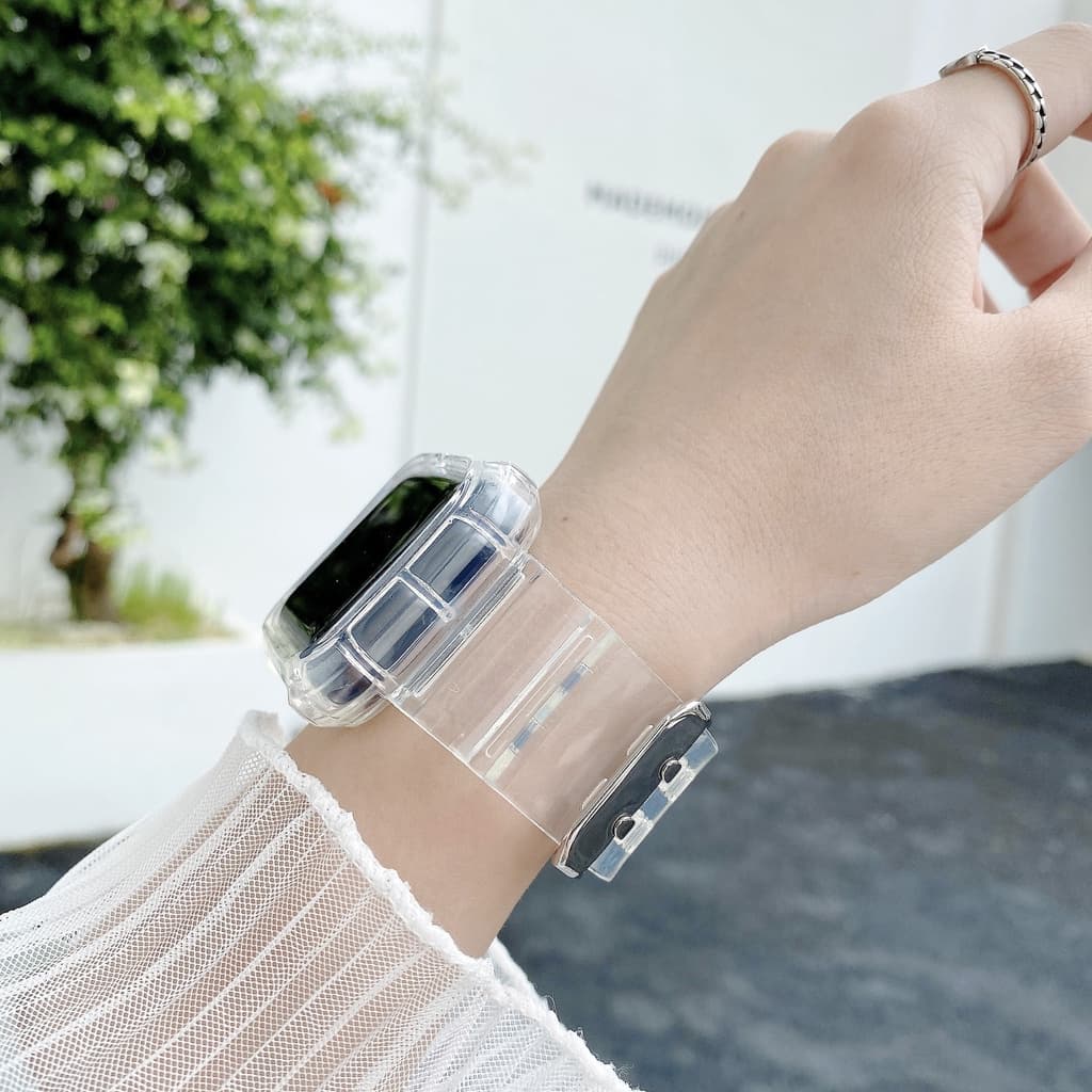 iWatch 1110 9 8 7 6 SE 5 4 3 2 1 ultra 49mm สายและเคส ขนาด38mm40mm42mm44mm41mm45mm46mm สายนาฬิกาข้อมือ ซิลิโคนนิ่ม แบบใส รูปที่ 6