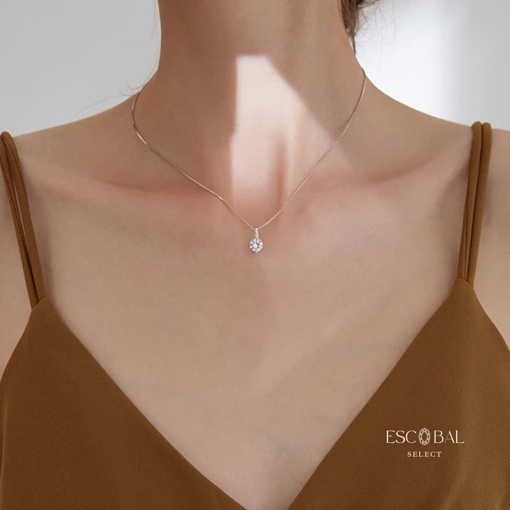 ESCOBAL สร้อยคอเงินแท้ Classy Key สร้อยเพชร สร้อยคอดีไซน์สวย ของขวัญให้แฟน วาเลนไทน์ รูปที่ 5