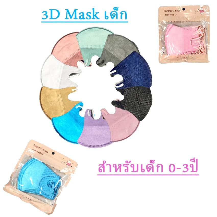 แมสเกาหลี 3Dเด็กเล็ก กรอง3 ชั้น ตั้งแต่อายุ 0 ถึง 3 ขวบ 1แพ็ค10ชิ้น รูปที่ 1