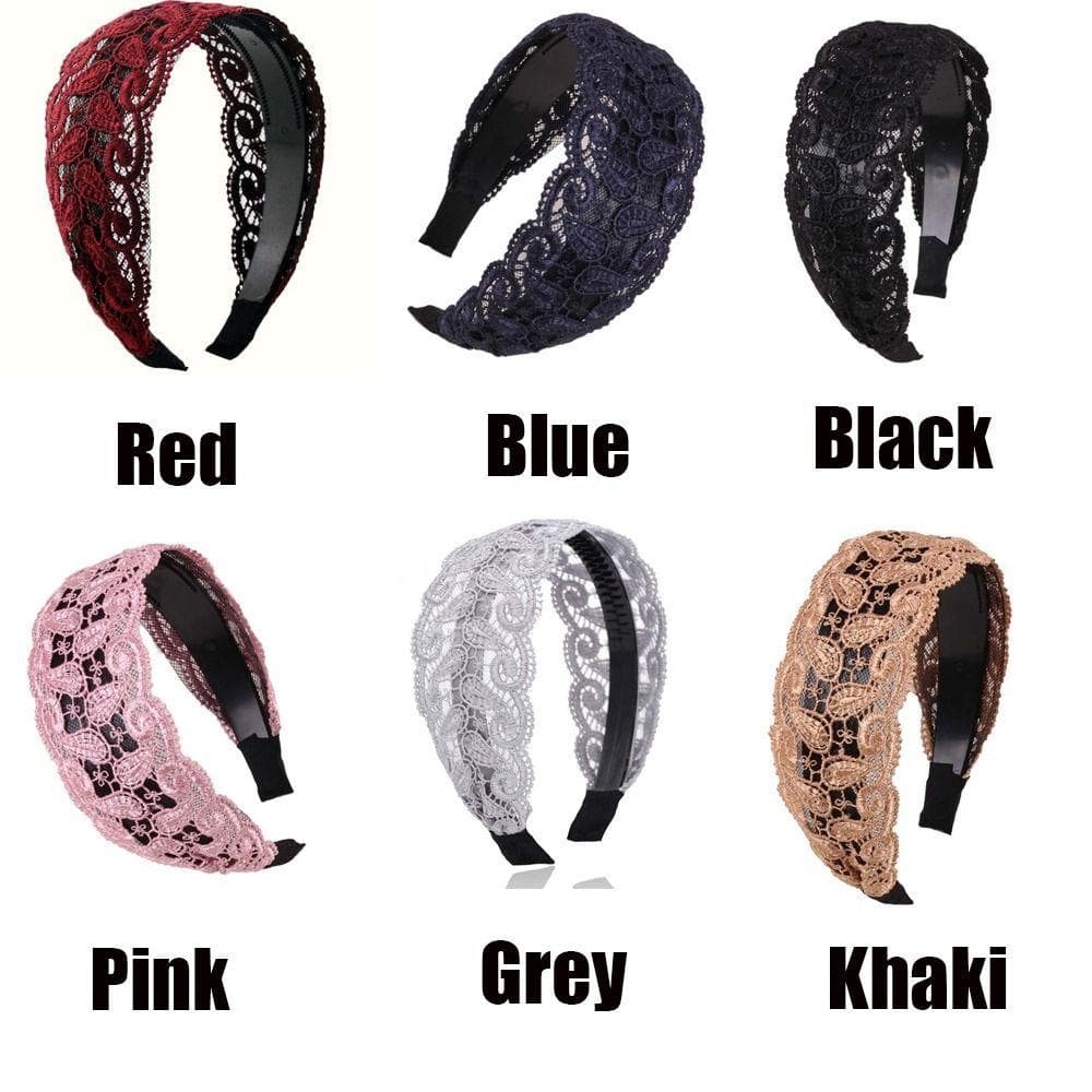 BROA ผู้หญิงผม Hoop อินเทรนด์ Elegant ดอกไม้กว้างด้านข้าง Hollow Non Slip Lace Hairbands รูปที่ 2