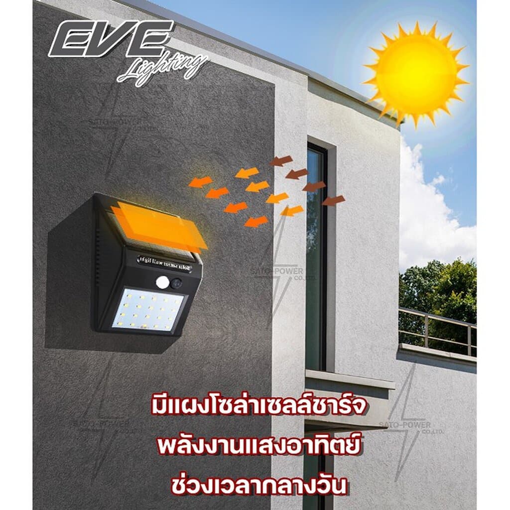 EVE Lighting โคมไฟติดผนัง แอลอีดี โซล่าเซลล์ 0.44วัตต์ รุ่น WSL-01 (0.44 วัตต์ / ระบบ Motion Sensor โคมไฟโซล่าเซลล์ รูปที่ 2