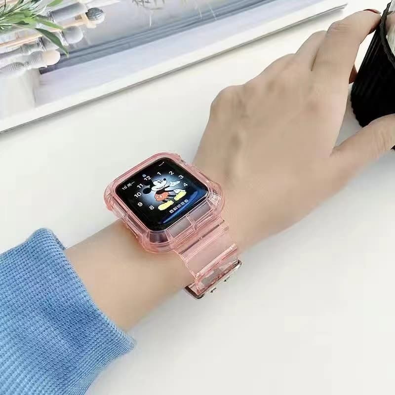 iWatch 1110 9 8 7 6 SE 5 4 3 2 1 ultra 49mm สายและเคส ขนาด38mm40mm42mm44mm41mm45mm46mm สายนาฬิกาข้อมือ ซิลิโคนนิ่ม แบบใส รูปที่ 5