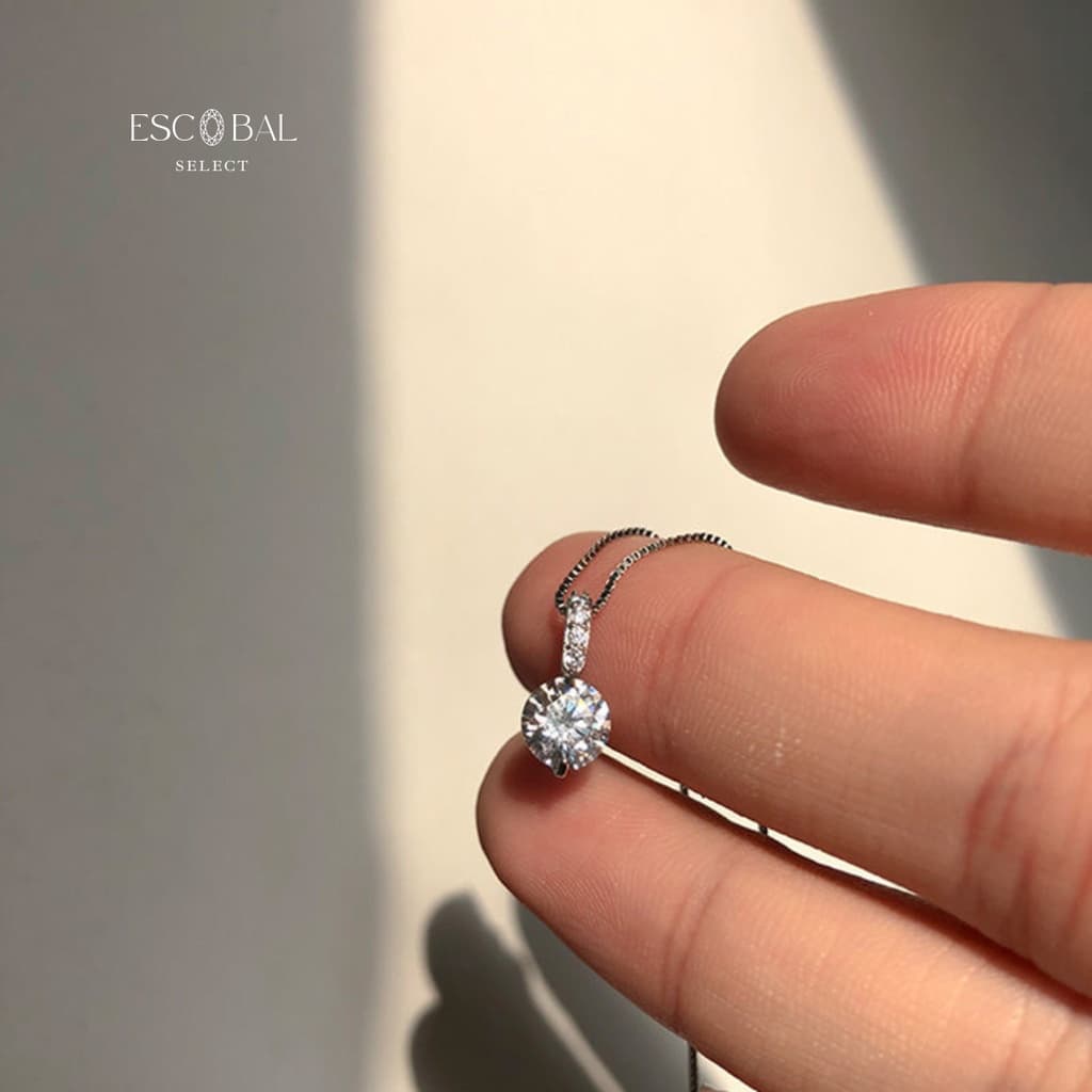 ESCOBAL สร้อยคอเงินแท้ Classy Key สร้อยเพชร สร้อยคอดีไซน์สวย ของขวัญให้แฟน วาเลนไทน์ รูปที่ 9