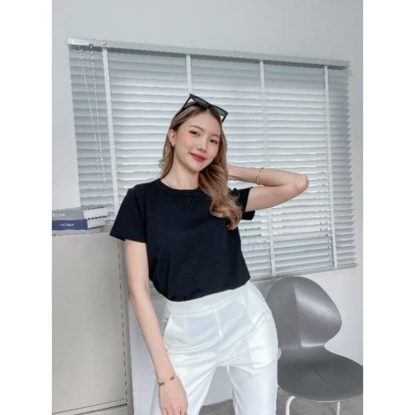 WARA เสื้อยืด คอกลม กุ๊นคอ แขนสั้น ผ้า Cotton spandex รูปที่ 5