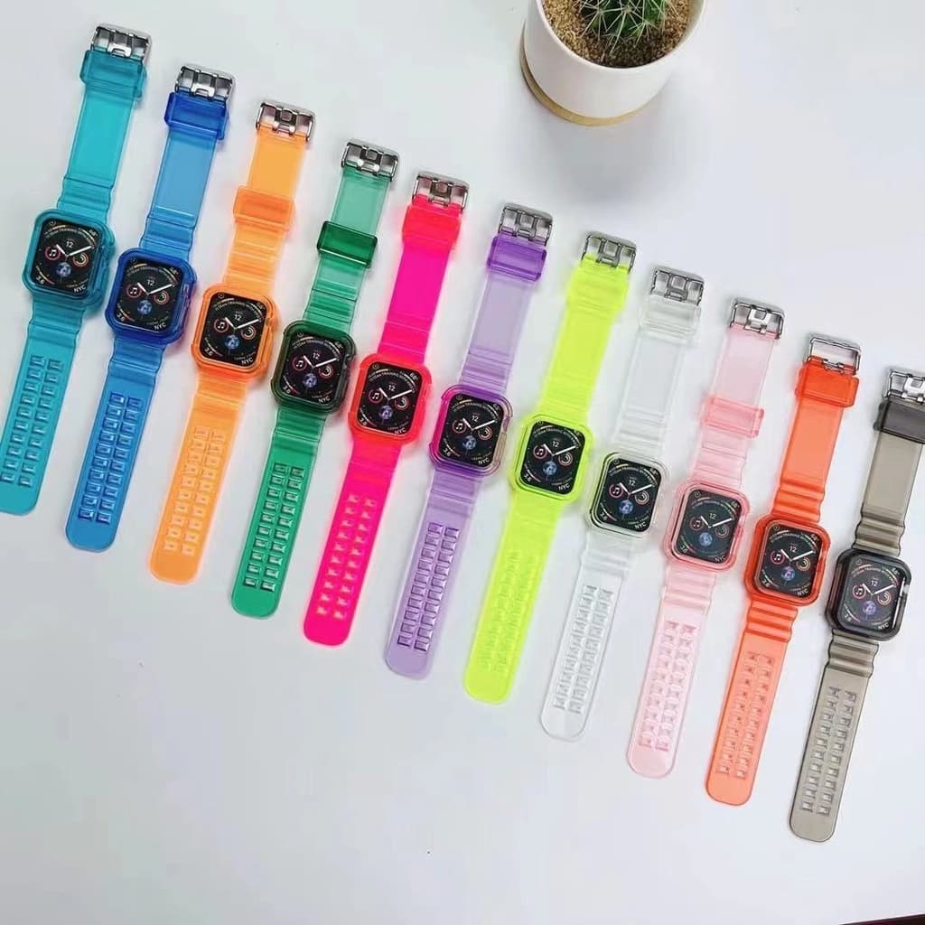 iWatch 1110 9 8 7 6 SE 5 4 3 2 1 ultra 49mm สายและเคส ขนาด38mm40mm42mm44mm41mm45mm46mm สายนาฬิกาข้อมือ ซิลิโคนนิ่ม แบบใส รูปที่ 4