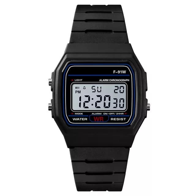 นาฬิกา นาฬิกาแฟชั่น SOLOS นาฬิกาข้อมือผู้ชาย สายเรซิ่น รุ่น F-91W-Black รูปที่ 1