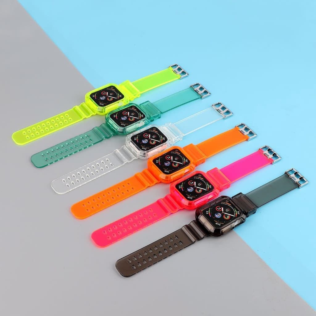 iWatch 1110 9 8 7 6 SE 5 4 3 2 1 ultra 49mm สายและเคส ขนาด38mm40mm42mm44mm41mm45mm46mm สายนาฬิกาข้อมือ ซิลิโคนนิ่ม แบบใส รูปที่ 2