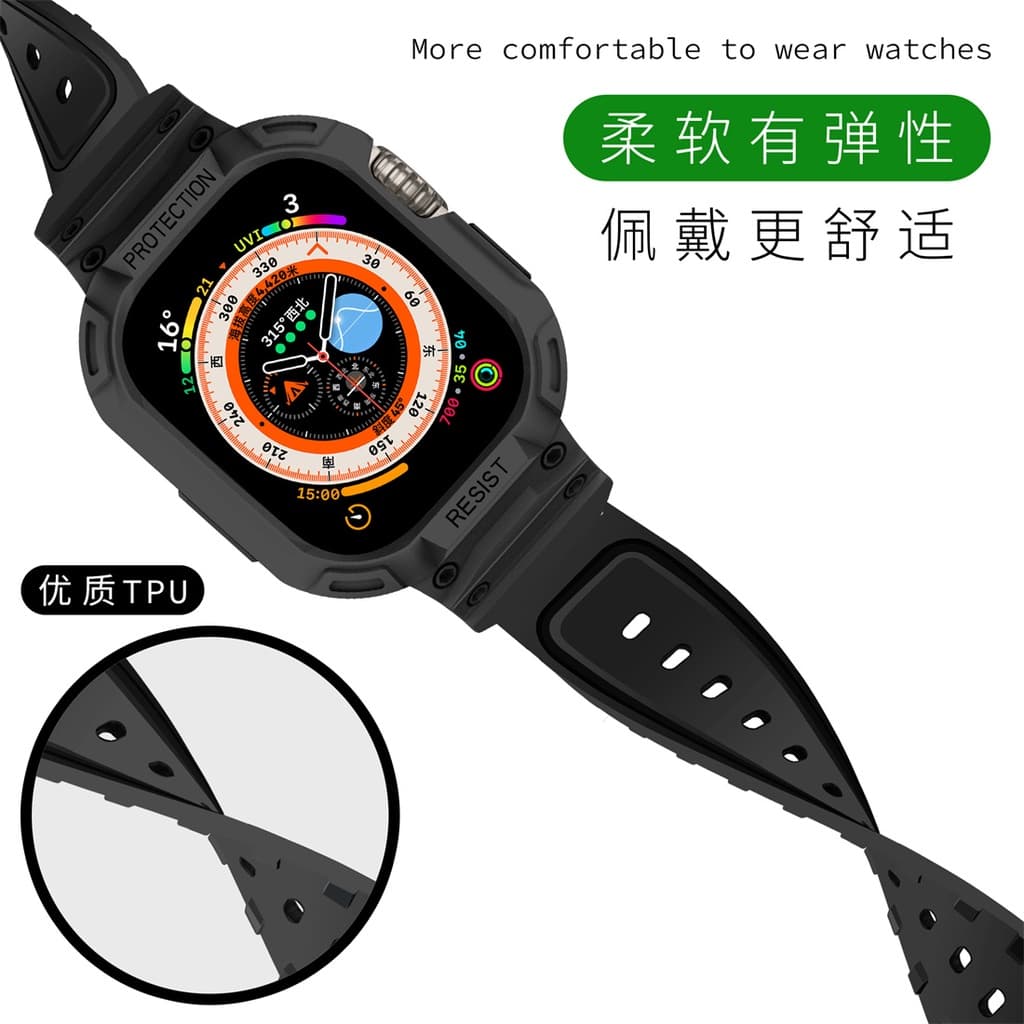 เคส + สายซิลิโคน ชุดป้องกัน สำหรับ Apple Watch Strap Series 11 10 Ultra 2 9 8 7 6 5 SE 4 3 สายนาฬิกา Band iWatch 49 46 45 44 42 41 40 38mm รูปที่ 5