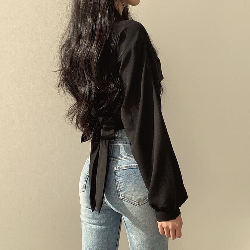 มีโปรโมชั่นลดราคา เสื้อเชิ้ตเเขนยาวเอวลอยแฟชั่น รูปที่ 5