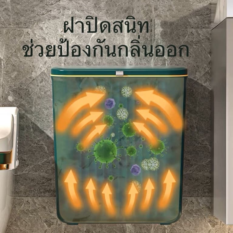 ถังขยะ แบบติดผนัง ถังขยะมีฝา ไม่ต้องเจาะรู สําหรับห้องครัว ห้องน้ํา ห้องรับแขก ถังขยะอเนกประสงค์ 9 ลิตร รูปที่ 6