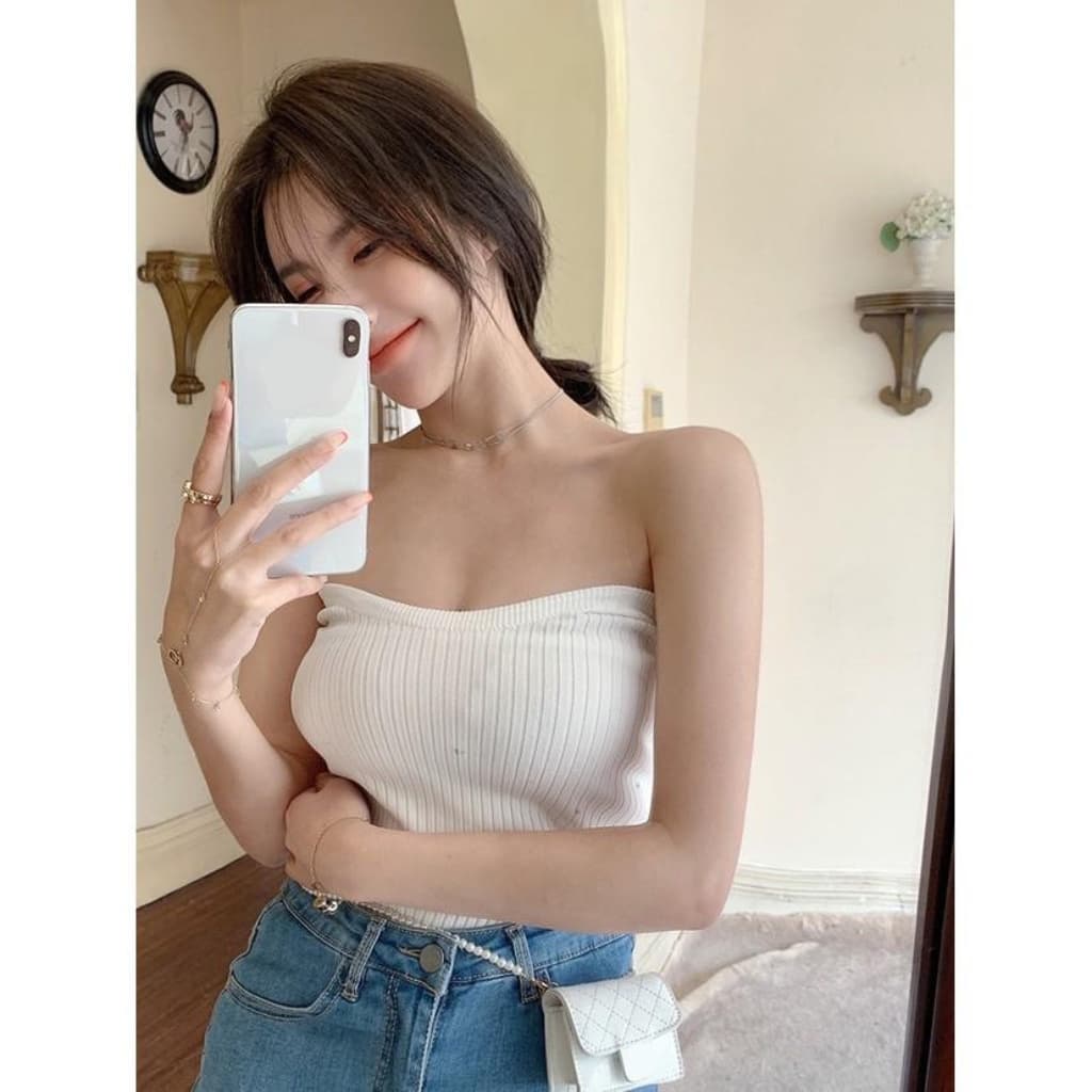 Cicishop เสื้อเกาะอกผ้าไหมพรม ทอร่องใหญ่เนื้อผ้าดีมาก สีคัลเลอร์ฟูลสุดๆ รูปที่ 9