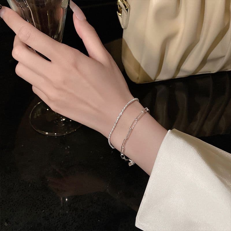 สร้อยข้อมือประกายแวววาว เพชร เรียบหรู สร้อยข้อมือ กำไลข้อมือ เครื่องประดับสำหรับผู้หญิง สไตล์เกาหลี รูปที่ 6