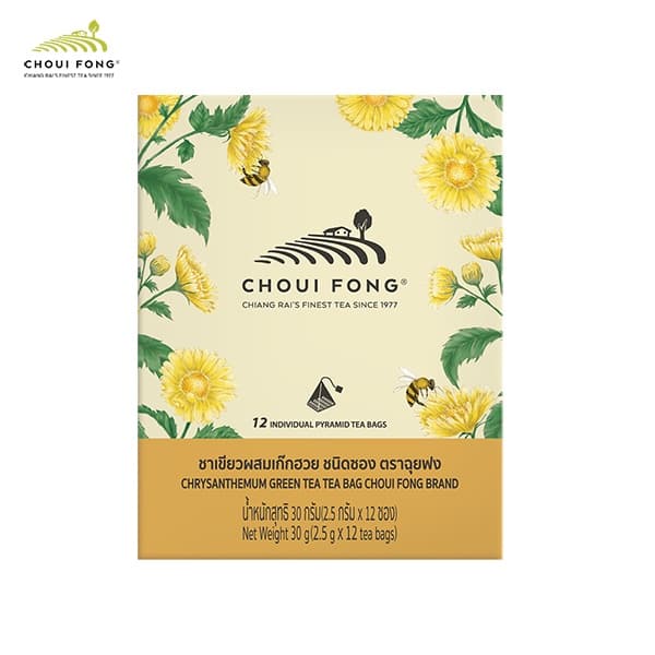 ฉุยฟง ชาเขียวผสมเก๊กฮวย ชนิดกล่อง ขนาด 2.5 g x 12 tea bags ขนาด 30 g. รูปที่ 2