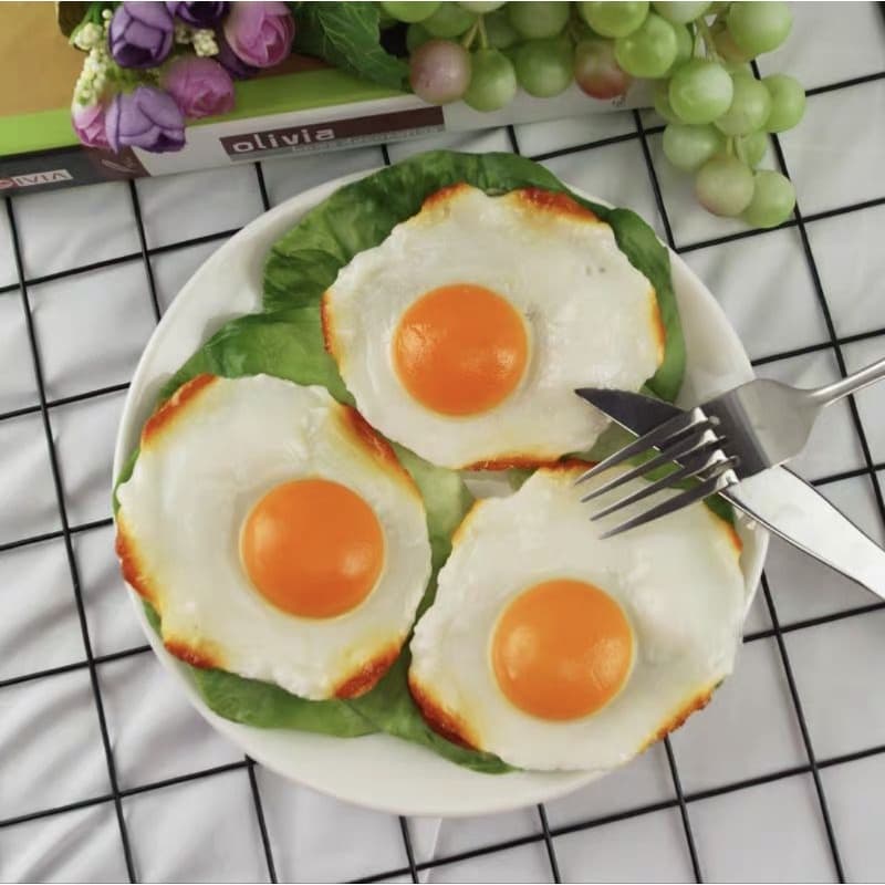 ไข่ดาวปลอม โมเดลอาหารเหมือนจริง วัสดุ PVC/เรซิ่น งานเกรดAA สวยสมจริง ตกแต่งร้านอาหาร โต๊ะอาหาร พร็อพถ่ายรูป คุ้มค่า รูปที่ 3