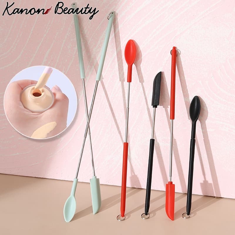 Retractable ซิลิโคน Mini Scraper เครื ่ องสําอางค ์ Scoop ครีม Liquid Foundation 2/4 ชิ ้ นเครื ่ องมือความงาม รูปที่ 1