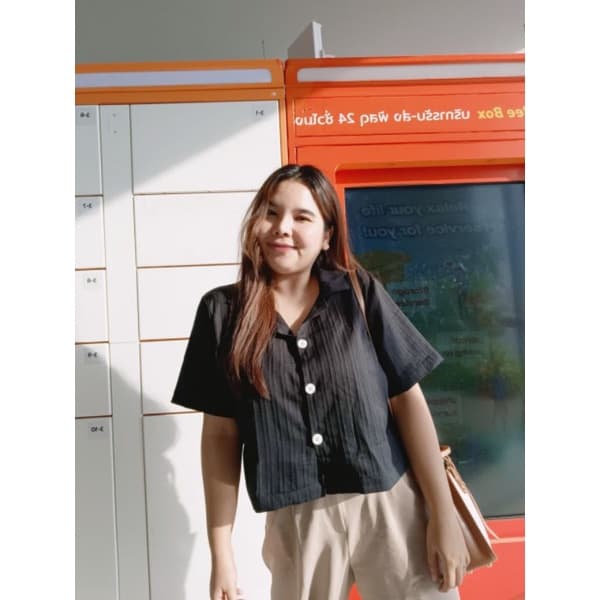 𝗝𝗮𝗶𝗸𝗼 𝗪𝗼𝗼𝗱𝘆 𝗧 𝗦𝗵𝗶𝗿𝘁 เสื้อเชิ้ต ครอป สาวอวบ อก 38-46 รูปที่ 6