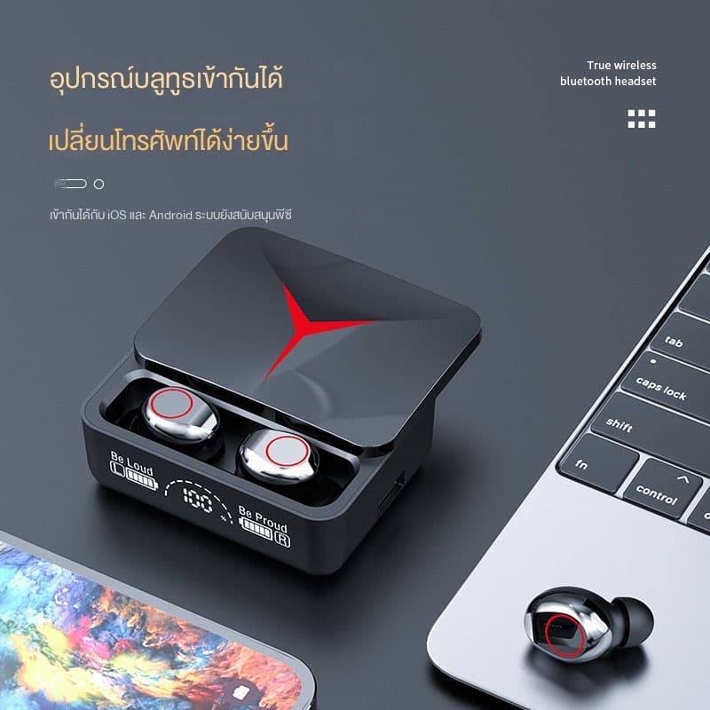ใหม่ล่าสุด TWS-M90 หูฟังสำหรับเล่นเกมบลูทูธV5.3 กล่องชาร์จไร้สาย 9D สเตอริโอกีฬา พร้อม รูปที่ 5